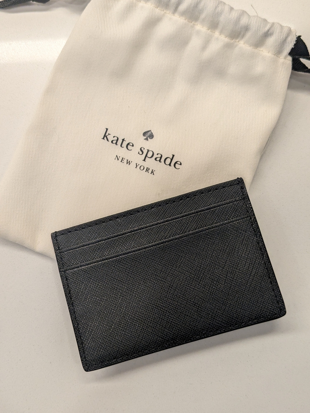 kate spade black leather card holder NWT